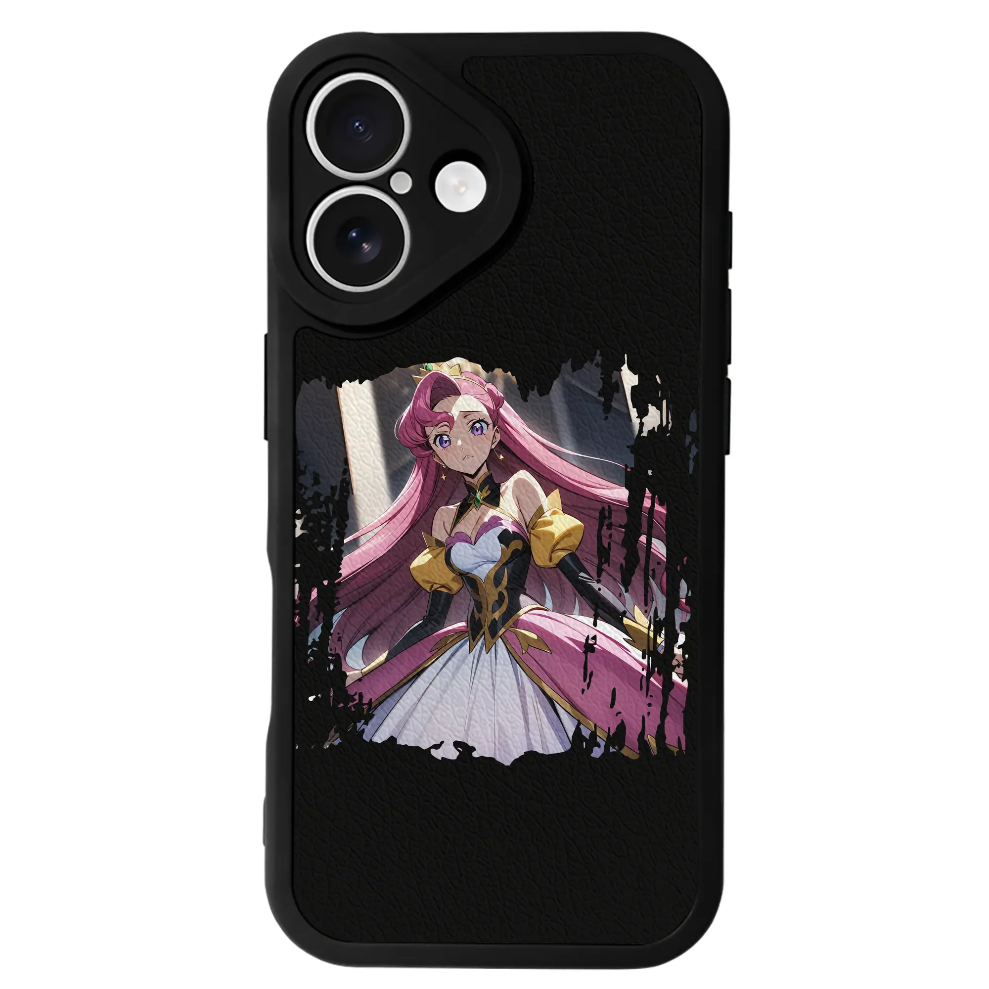 コードギアス 反逆のルルーシュ グッズ ユーフェミア・リ・ブリタニア - IPhone 16シリーズ対応 ・ シリコンスマホケース ・ レザー調 ・ 高精度フィット ・ 耐衝撃 ・ ワイヤレス充電対応 ・ 精密カット